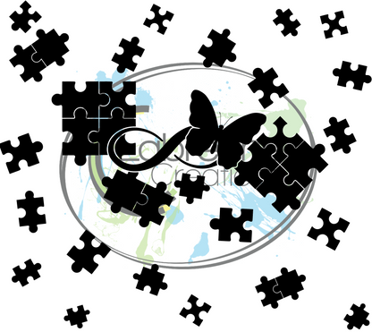 Autism Puzzle and Infinity symbol w/butterfly Template