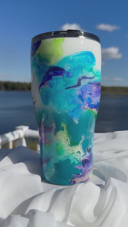 33. 30oz. Marble Cloud modern curve drinking tumbler