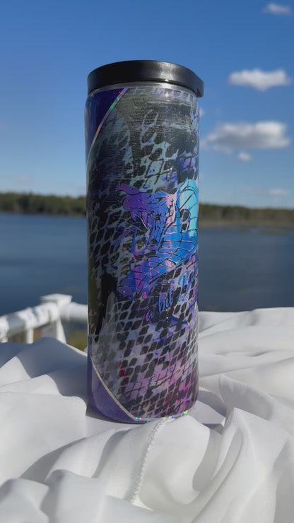 7. 20oz. Skinny Duo Purple Snake drinking tumbler