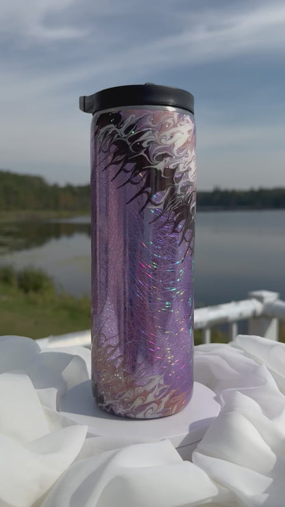 29. 20oz. Skinny Duo Purple Streamer drinking tumbler