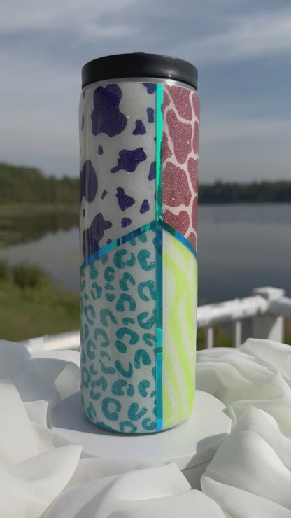 35. 20oz. Skinny Duo Animal Print drinking tumbler